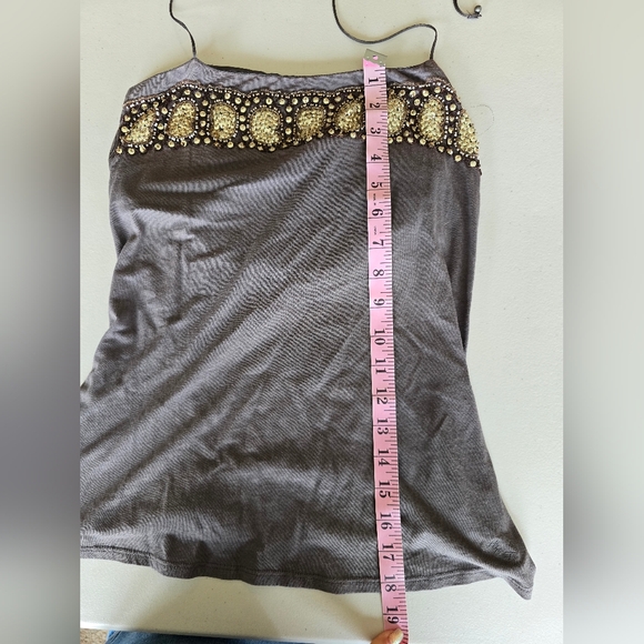 Vintage Abercrombie & Fitch Women's Brown Sequin Halter Top Size S. - Picture 2 of 5